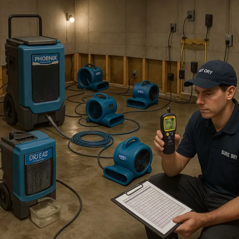 Structural Drying and Dehumidification process in Holts Summit, MO